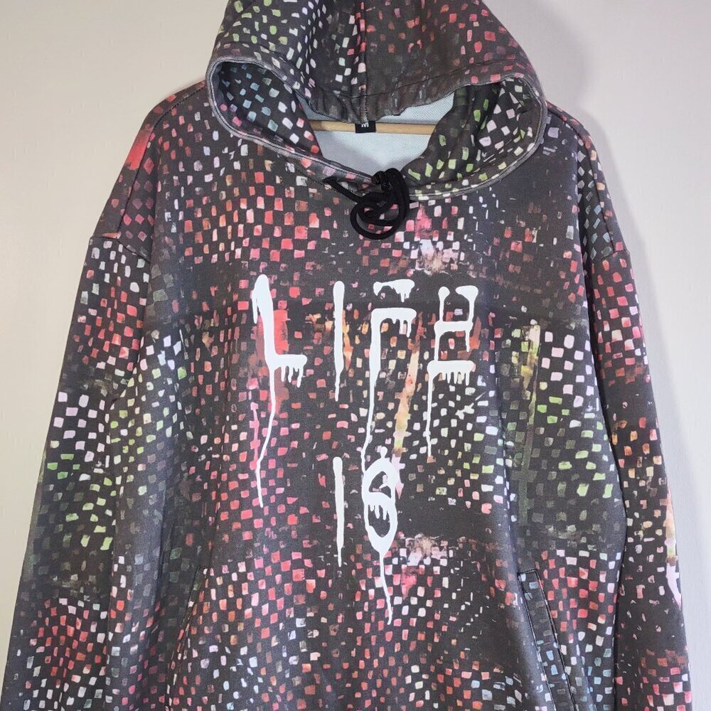 Real Buy Trevor Andrew 'Life Is' Hoodie Edgy Grunge Streetwear Men Medium - Picture 3 of 10